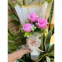 ราคา ดอกกุหลาบ (ช่อดอกกุหลาบชมพู ช่อใหญ่ +โบว์วินเทจ ) ปัจฉิม รับปริญญา งานแต่ง ช่อดอกไม้ (25792221070)