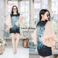 ราคา มินิเดรสลายน้องม้ายูนิคอร์น แต่งแขนฟรุ้งฟริ้ง (963028921)