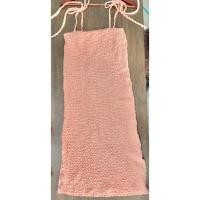 ราคา เดรสผ้าย่น ผ้ายืด สีชมพูอมส้ม เหมาะกับสาวไซด์ S (22619610506)