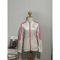 ราคา (แท้) เสื้อวอร์ม Adidas Track Jacket สีขาวแถบชมพู สภาพใหม่สะอาดมาก ไซส์ 170 (40970769219)