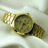 ราคา Casio Standard รุ่น LTP-V300G-9A นาฬิกาข้อมือผู้หญิง สายแสตนเลสสีทอง หน้าปัดทอง (8047290425)