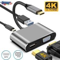ราคา 4 in 1 อะแดปเตอร์แปลงสายชาร์จ USB Type C เป็น HDMI VGA USB 3.0 PD 4K 60HZ หลายพอร์ต สําหรับ Macbook Pro Air ipad mate 30 40 50 60 s22 ultra s23 (23556753431)