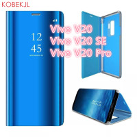 ราคา Vivo V20 SE Pro Case Flip Mirror Plating Leather Casing Phone Cover Stand VivoV20 V20SE V20Pro Case Clear View Mirror Transparent Casing (44366483154)