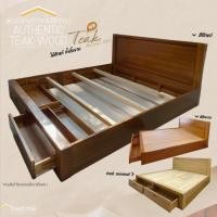 ราคา **ส่งฟรี (มีเงื่อนไข) เตียงนอนไม้สักทองแท้ ลิ้นชักท้ายเตียง 2 ลิ้นชัก เลือกสีได้ (29402996962)