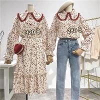 ราคา เดรส/เสื้อเชิ้ต คอบัวแขนยาวแต่งระบายสีแดง ราคาถูก งานเทียบแพลตตินั่ม ตรงปกไม่จกตา!! ถ่ายจากสินค้าจริง (2144637926)