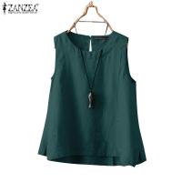 ราคา Zanzea Women Korean Leisure Sleeve Crew Neck Slit Hem Plain Camisoles (27850114090)