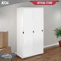 ราคา [จัดส่งพร้อมติดตั้งฟรี] KOL ตู้บานเลื่อนทึบสูง 176 ซม. พร้อม 3แผ่นชั้นปรับระดับได้และกุญแจ (26763952291)
