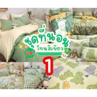 ราคา ชุดผ้าปูที่นอนโทนสีเขียว1 ผ้าปู ปลอกหมอน ปลอกหมอนข้าง ผ้านวม ชุดที่นอนครบเซ็ต (13699620402)