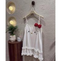 ราคา ชุดนอนน่ารักคิตตี้แมว-ชุดนอนทรงตรง2สายผ้าสําลีนุ่มเย็น (28439720332)