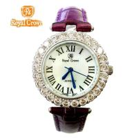 ราคา Royal Crown นาฬิกาสำหรับสุภาพสตรี อิตาลีดีไซน์ ประดับเพชร cz อย่างดี สายหนังแท้ เหมาะสำหรับทุกโอกาส รุ่น 6305 -(Purple) (1184140133)