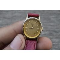 ราคา นาฬิกา Vintage มือสองญี่ปุ่น Seiko ชุบทอง 3421 5320 Yellow Dial ผู้หญิง ระบบ Quartz รูปไข่ 22มม ของแท้ (27208137321)