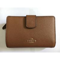 ราคา COACH แท้ F54010 MEDIUM CORNER ZIP WALLET IN CROSSGRAIN LEATHER (Saddle) (874311656)