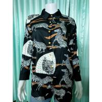 ราคา เสื้อเชิ้ตแฟชั่น เหมาะสำหรับสาวอวบ ผ้าซาติน ลายม้าลาย งานป้าย (20454184829)