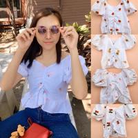 ราคา เสื้อแขนตุ๊กตา สตอเบอรี่ ลูกพีช สับปะรด ลายปัก น่ารักมาก (4916819838)