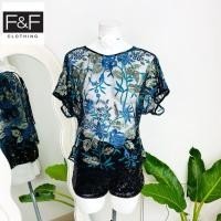 ราคา ไซด์ M แบรนด์ F&F แท้ 100%เสื้อ ซีทรู ทรงครอป งานเกล็ดวิบวับ สีดำ ใส่ออกงาน ชุดออกงาน ชุดปาร์ตี้ วันเกิด1 (44308470422)