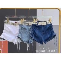 ราคา Order Volume jeans กางเกงยีนส์ขาสั้นเอวสูงผ้ายืดรูดเชือกข้าง jeansdede (23090707623)