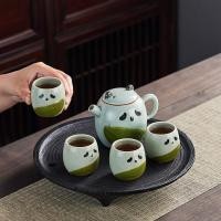ราคา สไตล์จีนกาน้ำชาทำด้วยมือสร้างสรรค์วันหยุดของขวัญ panda หม้อชุดชาชุด Ge เตาเผาเครื่องปั้นดินเผาหยาบม (29859491046)