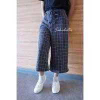 ราคา ลดสุดๆ⚡กางเกง5ส่วนขาบาน ผูกโบว์หน้า (Grid Culottes Pants) (15706300)
