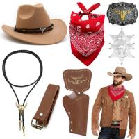 ราคา ฤดูร้อนคาวบอยหมวก Bandanna Holsters เข็มขัด Western คาวบอยเครื่องแต่งกายสําหรับปาร์ตี้ฮาโลวีน Dressing Up แกล้งเล่น Western Ou (53407474578)