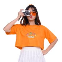 ราคา JELINE - OVERSIZE POSITIVE VIBES CROP TOP (40355723281)