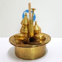 ราคา Brass byfa อุปกรณ์เครื่องหมาก ชุดเชี่ยนหมาก ตอกลายงานช่างฝีมือ ลายดอก ใบไม้ ลายไทยสวยงาม9” (4208108156)