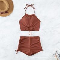 ราคา Boxer Bikini High Neck Halter Front Tie Conservative ชุดว่ายน้ําทูพีชบิกินี่ (56257291188)