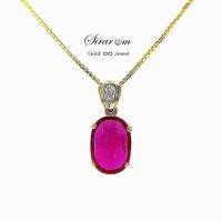 ราคา จี้พลอยแดงทับทิม+เพชรแท้ 0.08 Cts. (25378194879)