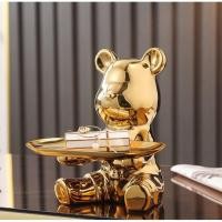 ราคา The Hugs Shop ของตกแต่งบ้านหมีรุนแรง ที่เก็บกุญแจ ระเบียง เครื่องประดับ ประตู ตู้รองเท้า ถาด กระปุกออมสินเซรามิคสีทอง (40414907594)