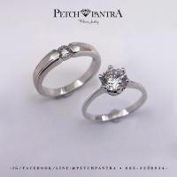 ราคา Petchpantra แหวนคู่ เพชร CZ ตัวเรือนเงินชุบทองคำขาว (21006633811)