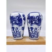 ราคา แจกันคู่พอร์ชเลนวินเทจลายรอบใบ blue & white ใบใหญ่ เนื้อดี สวยสะอาด ไม่มีตำหนิ (43102821011)