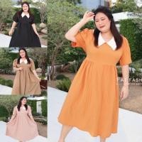 ราคา เสื้อผ้าสาวอวบอ้วน ชุดเดรสสาวอวบ✨️เดรสยาวแขนตุ๊กตา แต่งปกแหลมสีขาว ใส่เที่ยวใส่ไปงาน ใส่ทำงานได้เลยค่ะรุ่นนี้ อก44-50" (22523856154)