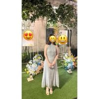 ราคา ชุดเดรสออกงาน Ribbon dress ชุดเดรสทรงเอ ผูกคอด้านหลัง ผ้าชีฟองอัดพลีทเป็นลายคลื่น สี Sky ไซต์ S(ใส่ครั้งเดียวออกงานค่ะ) (54357368383)
