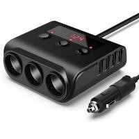 ราคา ขยายช่องจุดบุหรี่ ตัวเพิ่มช่องจุดบุหรี่ในรถ รถ ที่จุดบุหรี่ในรถยนต์ Splitter 4 พอร์ต USB + ที่ชาร์จแบตในรถ 3 ช่องพร้อมโว (12881373567)