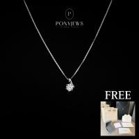 ราคา สร้อยคอพร้อมจี้เงินแท้ 92.5 รุ่น Alice เคลือบทองคำขาว ฝังเพชรสวิส 7 mm. (1.25 กะรัต) ฟรีเซ็ตของขวัญ (40914351370)