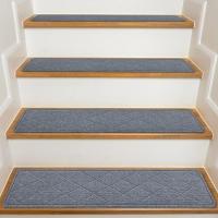 ราคา บันไดบันไดบันไดสําหรับไม้ขั้นตอนในร่ม,4แพ็ค8 "x30"พรมกันลื่นบันไดยางนํามาใช้ใหม่กาวสําหรับเด็กผู้สูงอายุและสุนัข,พื้นผิวโพลีเอสเตอร์ ทีพีอาร์ กลับบันไดวิ่งพรม (55204871275)