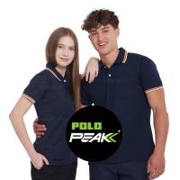 ราคา เสื้อโปโลสีกรมท่าเข้ม ปกริ้วส้มขาว polopeak (3382913065)