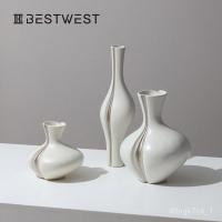 ราคา แจกันดอกไม้ Best west แจกันเซรามิกคอใหญ่สไตล์ฝรั่งเศสระดับไฮเอนด์ของประดับตกแต่งบ้านหรูหราเบาๆศิลปะแจกันดอกไม้ใบวิลโลว์ (27053013820)