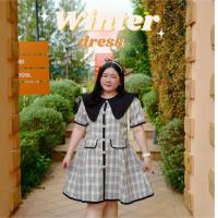 ราคา Winter Dress เดรสลายสก็อตปกใหญ่ #เสื้อผ้าสาวอวบ Plussize (27613293324)