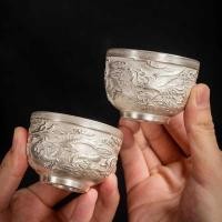 ราคา ถ้วยเงินทําด้วยมือทั้งหมดกระเป๋าเงินแท้ Silver Master ถ้วยชา Porcelain Gilt เงินของขวัญระดับไฮเอนด์ Zodiac ชาชิมถ้วยเดียว (48454939594)