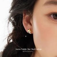 ราคา Pinch Aurora Twinkle Star Stud Earrings ต่างหูดาวเงินประดับเพชร ก้านเงินแท้ silver 925 (47550255395)