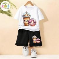 ราคา ชุดเด็ก 2 ชิ้น ลายกาแฟและโดนัท น่ารัก | เสื้อยืด + กางเกงขาสั้น | ชุดเด็กฮิต ชุดเด็กอาหาร ไซส์100-150 (56506624628)