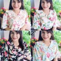 ราคา เสื้อสาวอวบ ลายดอกผ้าวูลพีช คอวีแต่งคอปก แขนสั้น เนื้อผ้านุ่มใส่สบาย(อกเสื้อ42”) (6437096170)