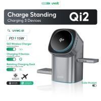 ราคา Uvolt รุ่น UVWC-01 ชาร์จเร็ว 15W แท่นชาร์จไร้สาย3In1 มาตรฐาน Qi2รองรับ Phone,หูฟังไร้สาย,Smart Watch (58106151734)