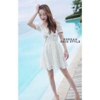 ราคา New ! Dress cop brand Self portarit เดรสลูกไม้สีขาว งานป้าย Roselani dress size s (1443091805)