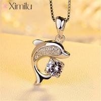 ราคา ♥ น่ารักโรแมนติกปลาโลมาคู่จี้กุหลาบทองสร้อยคอสาวแฟชั่นเครื่องประดับที่สง่างาม (46556010032)