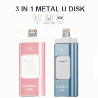 ราคา USB Stick 128GB สําหรับ iPhone, Lightning Memory Stick, 3-in-1 แฟลชไดรฟ์สําหรับ iPhone/iPad/Android/PC, USB 3.0 High-Speed Photostick Thumb Drive Transfer Photos, Rose Pink (55354431220)