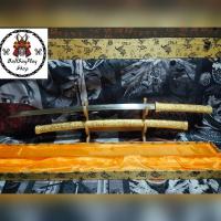 ราคา ดาบซามูไร ดาบคาตานะ ซามูไร คาตานะ ชิราซายะ T10 หุ้มหนังสีทอง เปิดคม 100% (26411180905)