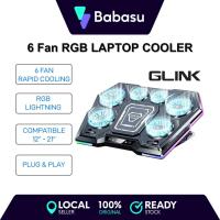 ราคา Glink Laptop Cooler 6-Fan High-Speed Cooling Pad Silent Gaming Laptop Cooling Stand USB Powered RGB Cooling Base (27978426585)