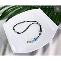 ราคา สร้อยคอเชือกร่ม 2 มิล แต่งตุ้มแกะลายไทยเลเซอร์สีเงินลงยาสีฟ้า สปริงพุกสแตนเลส ปรับสั้นยาวได้ 16-30 นิ้วS06 (7971073175)