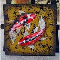 ราคา ภาพวาดปลาคราฟคู่มงคลขนาด40×40cm (41750450805)